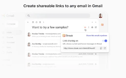 Streak Email Sharing: Bagikan Email Gmail via Link Praktis - Screenshot 1