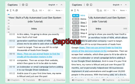 vCaptions – Transkrip Video AI & Terjemahan Subtitle Terbaik - Screenshot 2